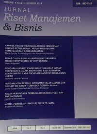 Jurnal Riset Manajemen & Bisnis Volume 9 No 2