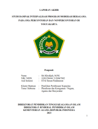 LAPORAN AKHIR :  STUDI DAMPAK INTERNALISASI PROGRAM MODERASI BERAGAMA PADA SMA PERCONTOHAN DAN NONPERCONTOHAN DI YOGYAKARTA