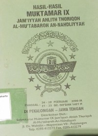 Hasil-hasil Muktamar IX Jam'iyyah Ahlith Thoriqoh Al-Mu'tabaroh An-Nahdliyyah
