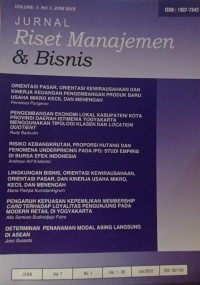 Jurnal Riset Manajemen & Bisnis Volume 7 No 1